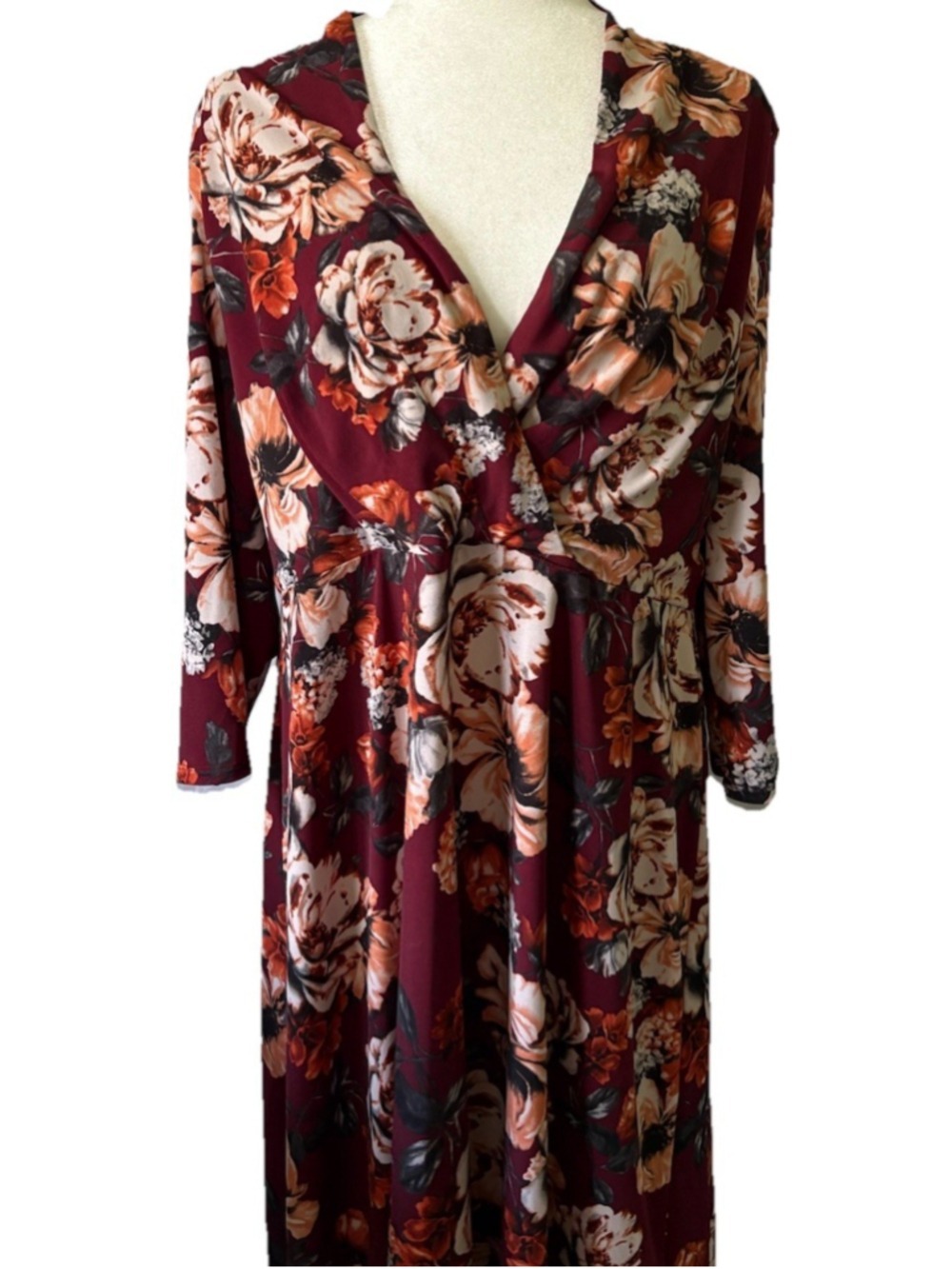 Liz Claiborne Faux Wrap Dress Red Floral Business Casual Career Professional
